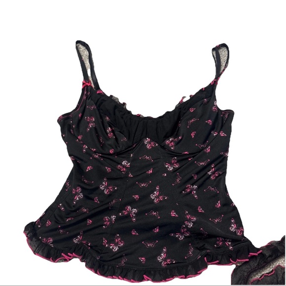 Victoria's Secret Butterfly VTG Corset Top Satin Lingerie Silky Thong Pajama Set - Picture 4 of 17